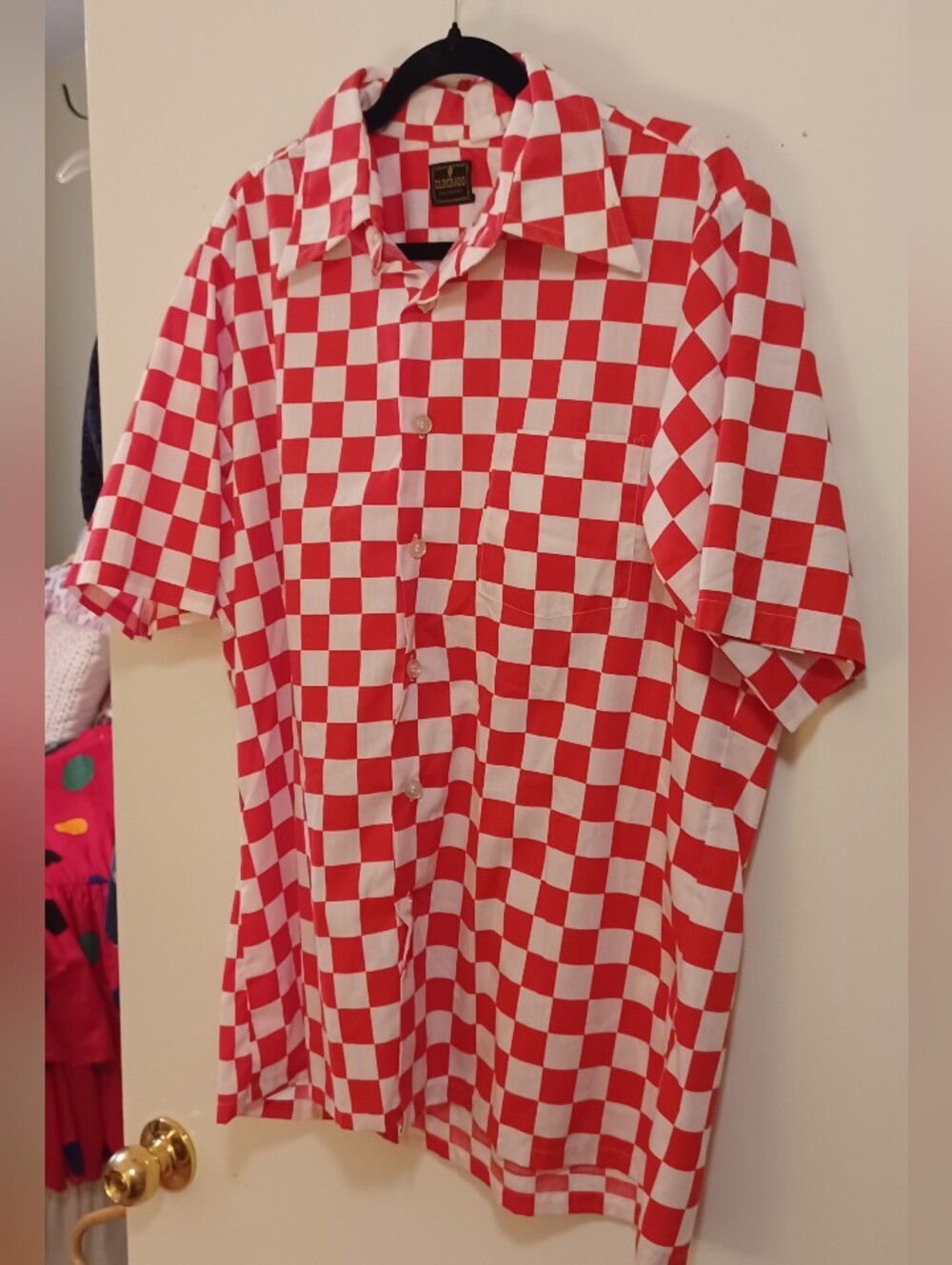 Vintage Eldorado University Red & White Check Short-Sleeve Button Shirt Large